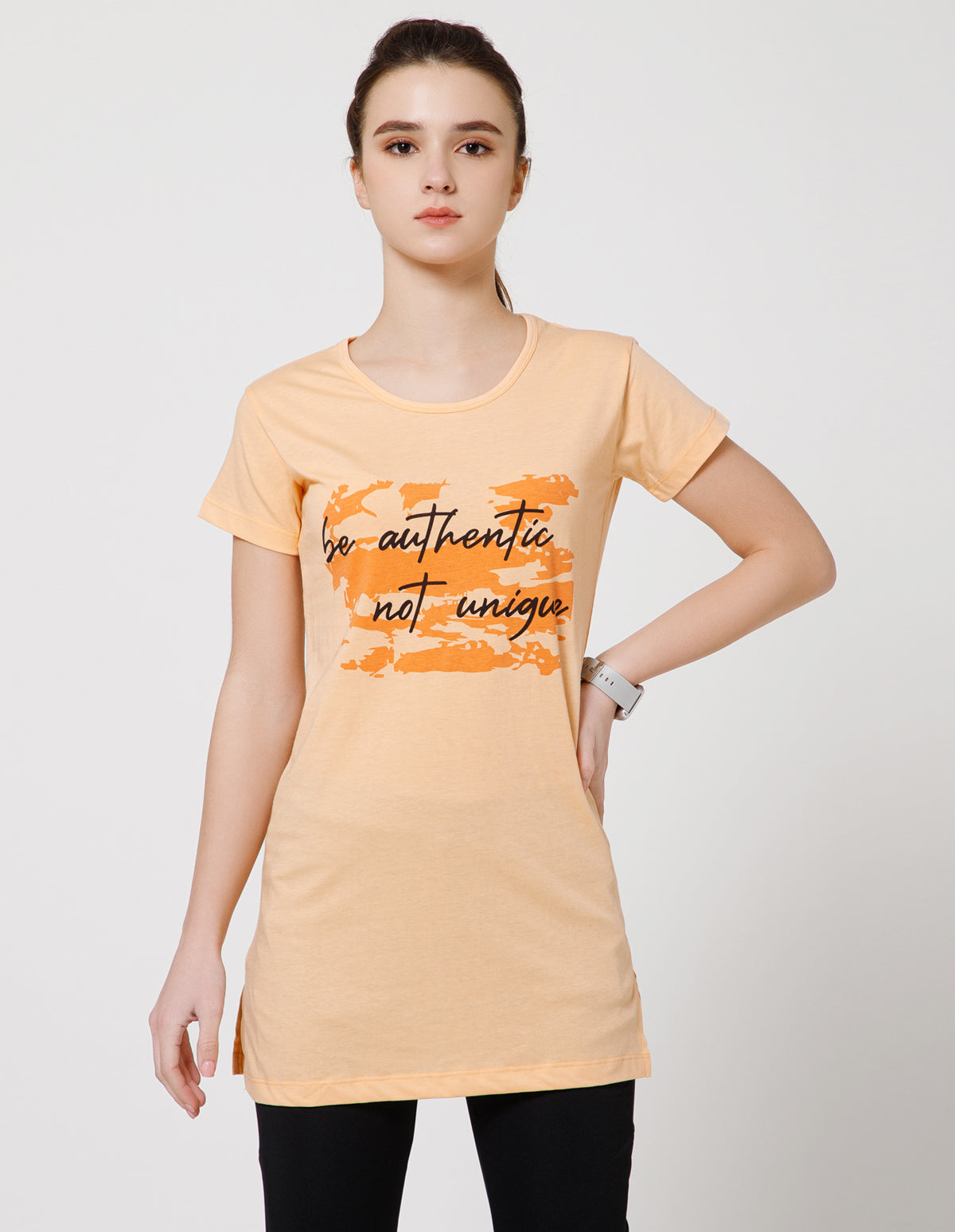 Women's Super Soft Cotton Rich Printed Half Sleeve T-Shirt – Peach(TS40)
