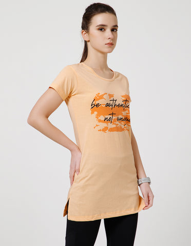 Women's Super Soft Cotton Rich Printed Half Sleeve T-Shirt – Peach(TS40)