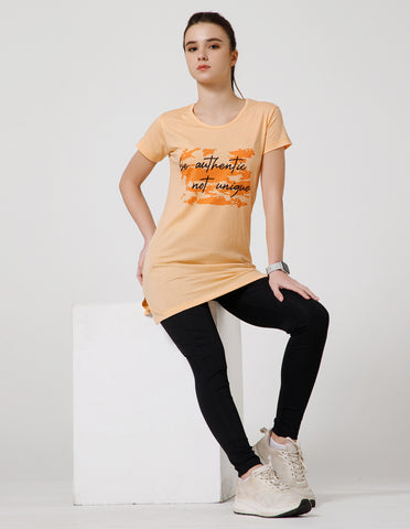 Women's Super Soft Cotton Rich Printed Half Sleeve T-Shirt – Peach(TS40)