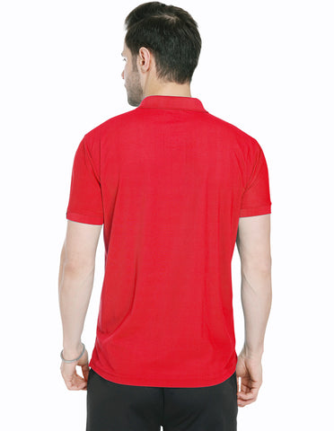 Bodyactive Premium Dry Fit Solid Half Sleeve Polo Sports T-Shirt for Men -TS45-RED