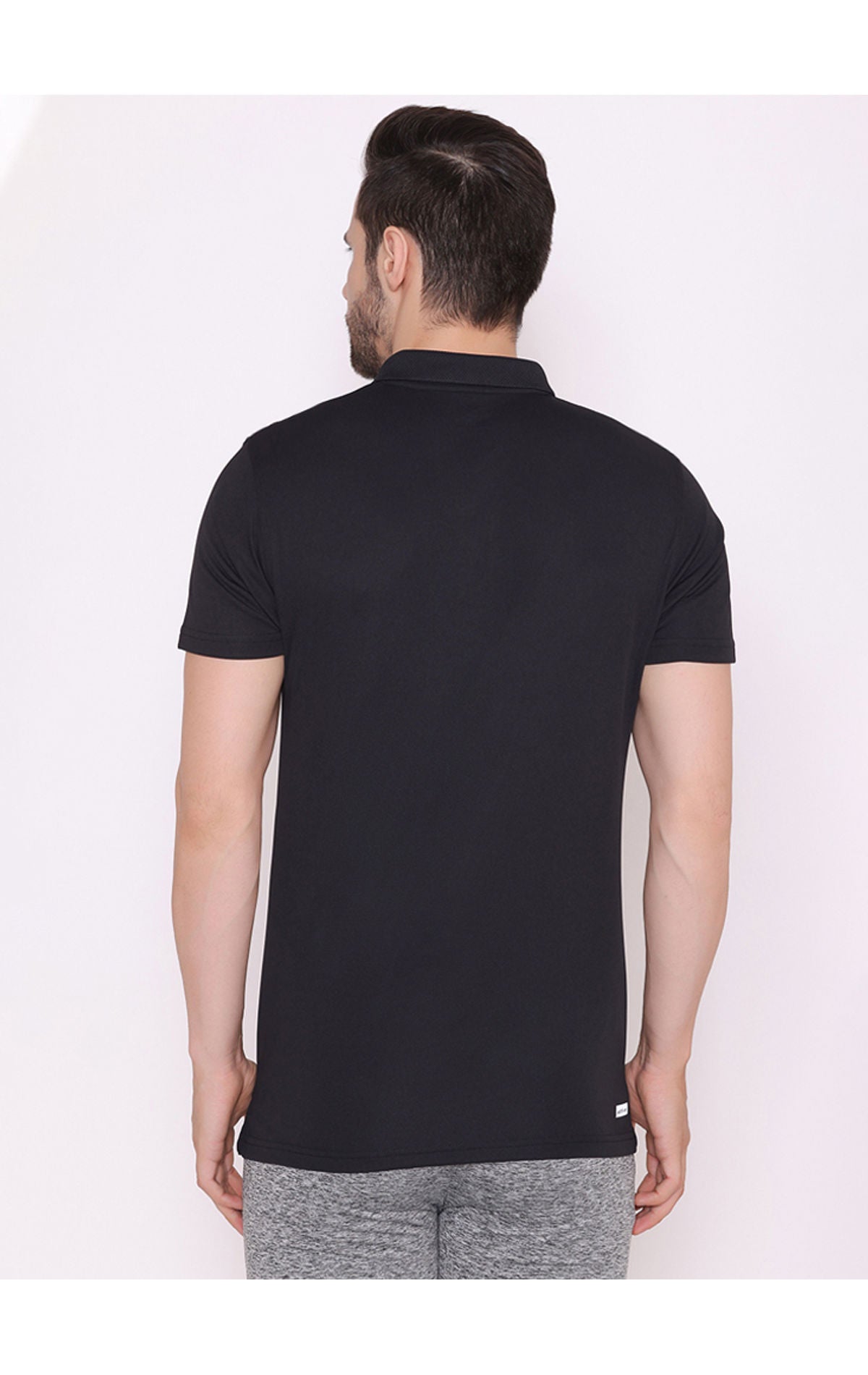 Bodyactive Solid Casual Half Sleeve Cotton Rich Pique Polo T-Shirt for Men -TS50-BLK