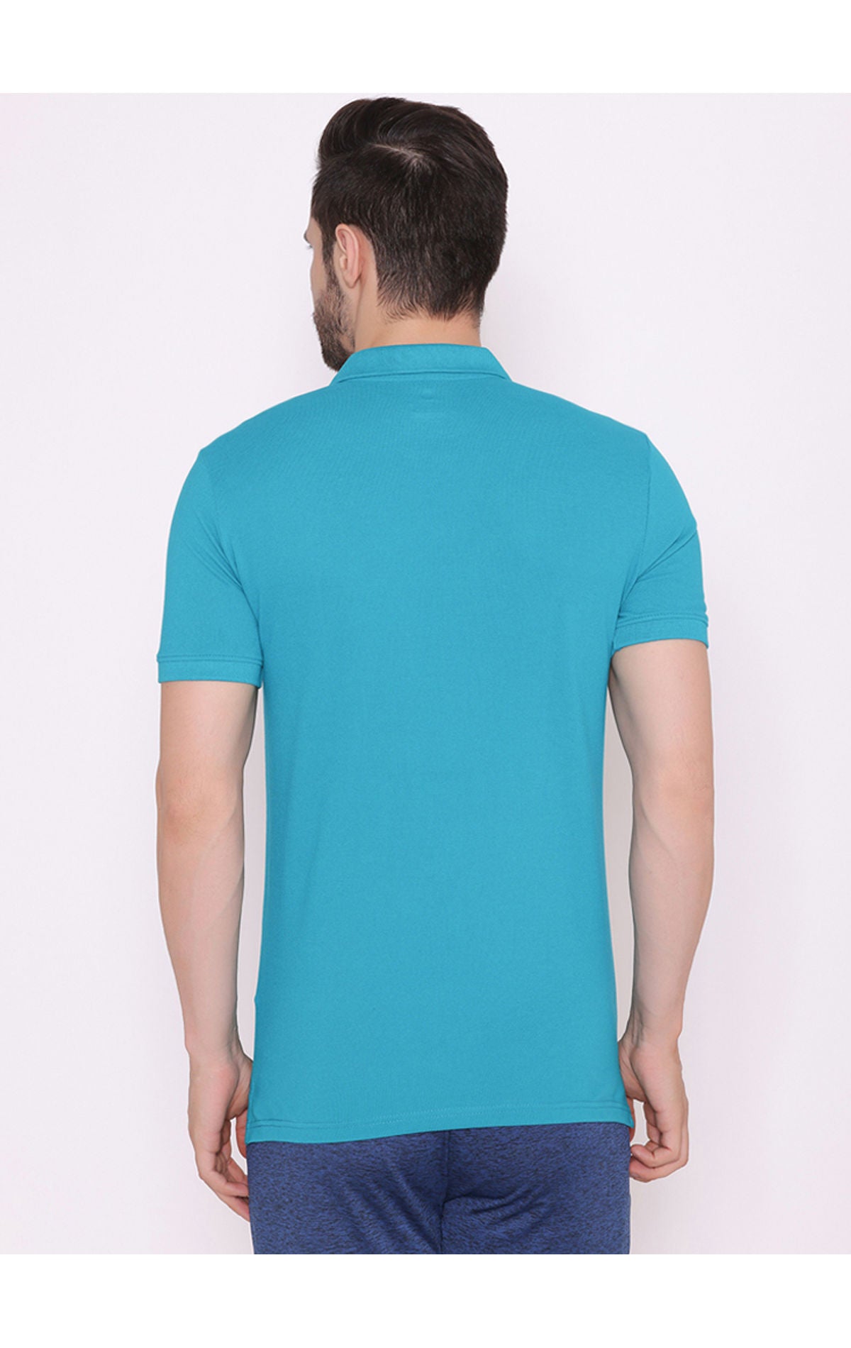 Bodyactive Solid Casual Half Sleeve Cotton Rich Pique Polo T-Shirt for Men -TS50-PEA