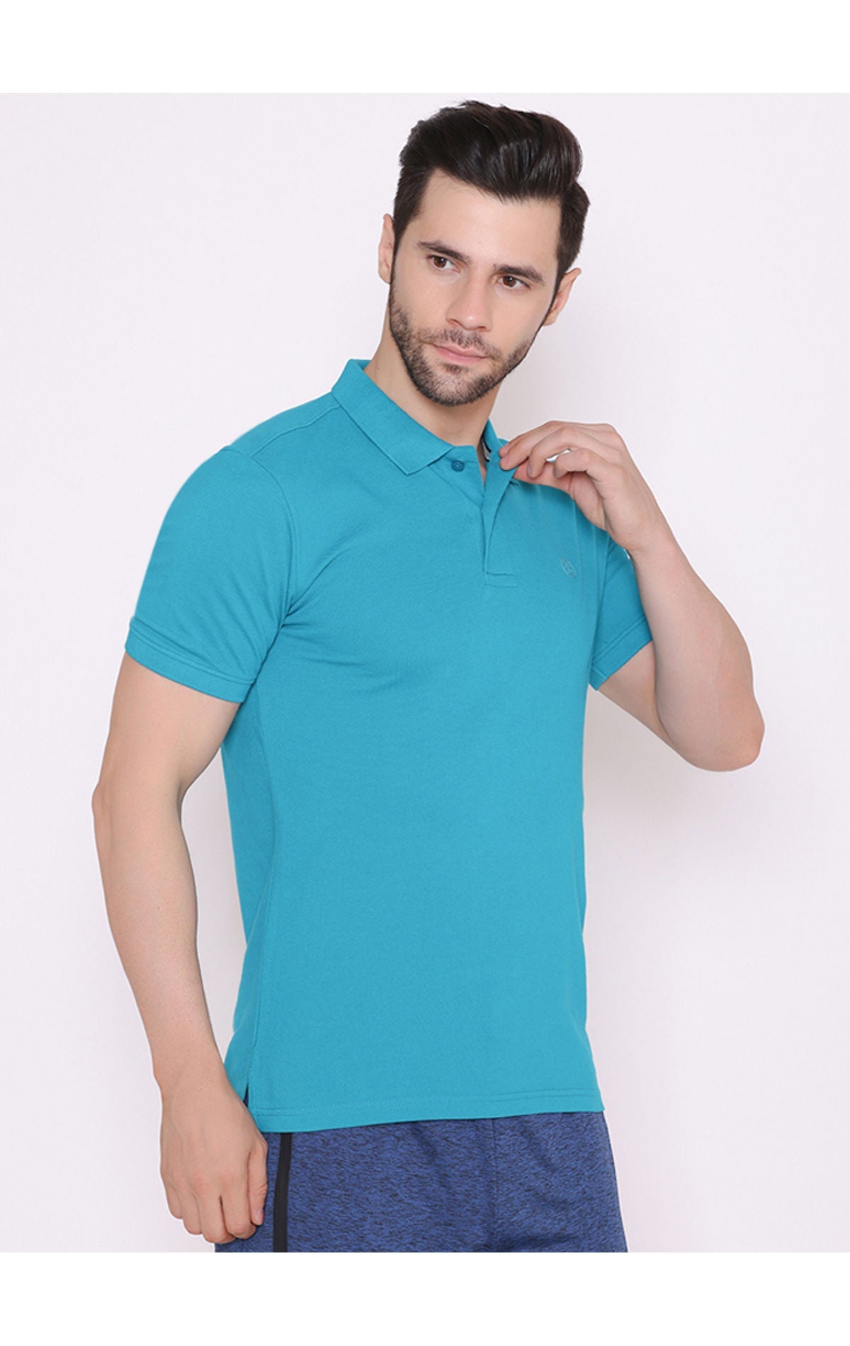 Bodyactive Solid Casual Half Sleeve Cotton Rich Pique Polo T-Shirt for Men -TS50-PEA