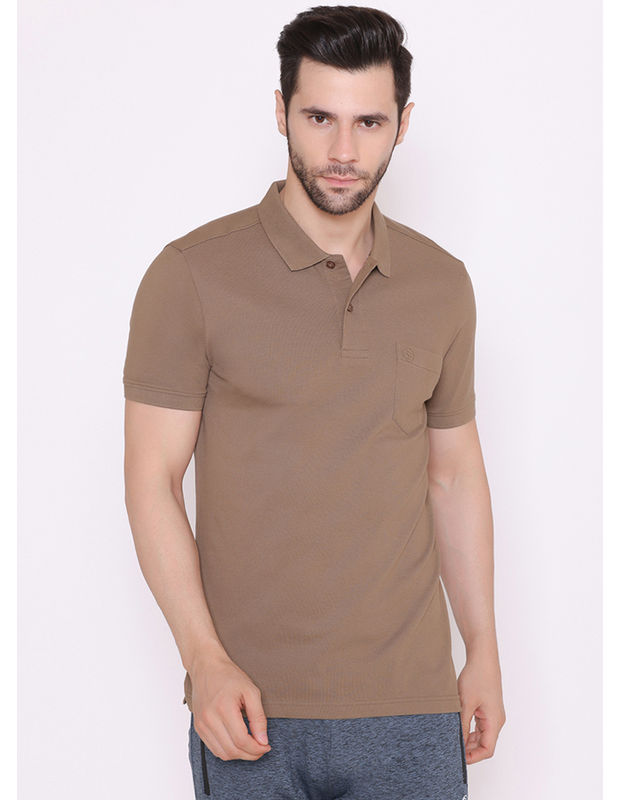 Bodyactive Solid Casual Half Sleeve Cotton Rich Pique Polo T-Shirt for Men with Chest Pocket-TS51-HBRW