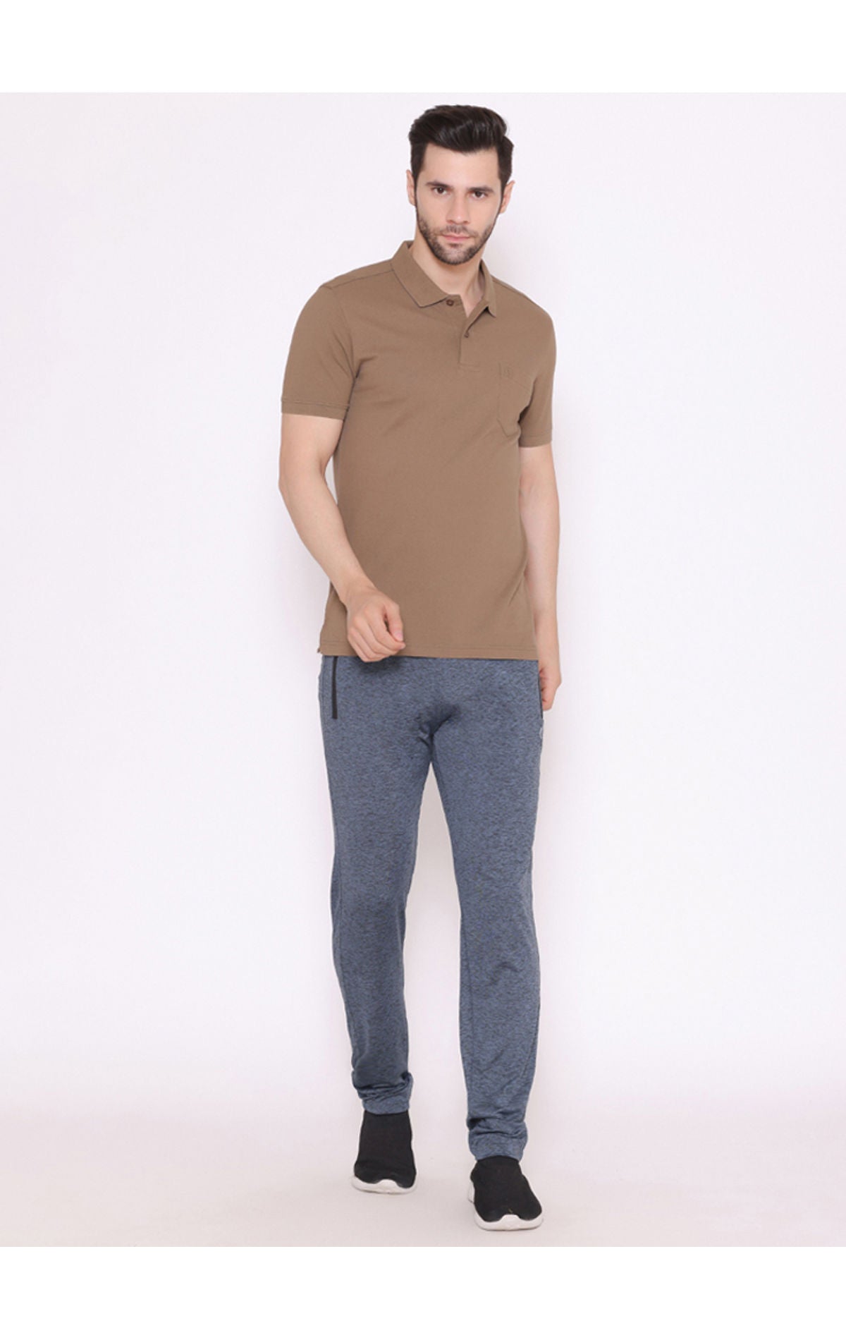 Bodyactive Solid Casual Half Sleeve Cotton Rich Pique Polo T-Shirt for Men with Chest Pocket-TS51-HBRW