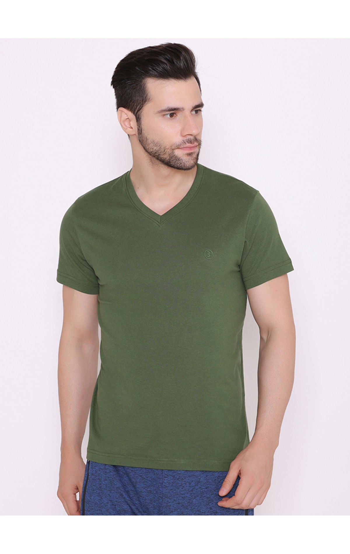 Bodyactive Modern Fit V Neck Half Sleeve T-Shirt for Men-TS60-CYPR