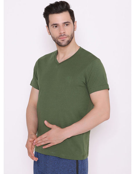 Bodyactive Modern Fit V Neck Half Sleeve T-Shirt for Men-TS60-CYPR