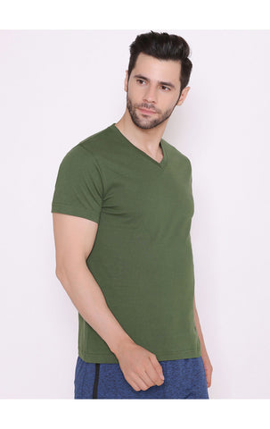 Bodyactive Modern Fit V Neck Half Sleeve T-Shirt for Men-TS60-CYPR