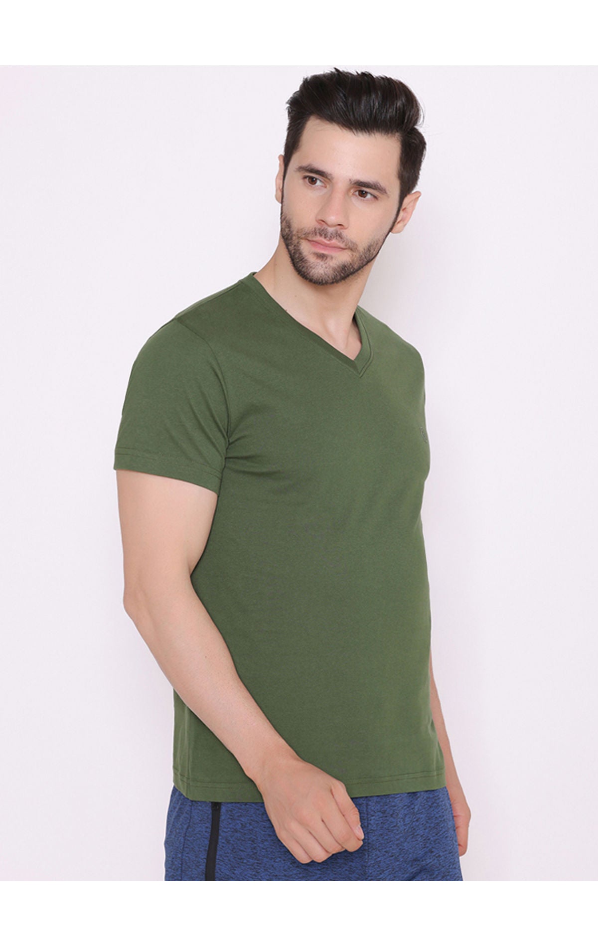 Bodyactive Modern Fit V Neck Half Sleeve T-Shirt for Men-TS60-CYPR