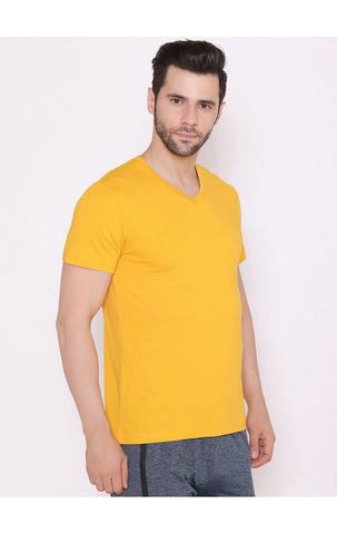 Bodyactive Modern Fit V Neck Half Sleeve T-Shirt for Men-TS60-GOL