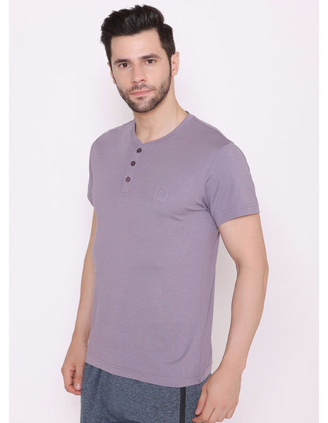 Bodyactive Half Sleeves Henley T-Shirt for Men-TS61-GRYRID