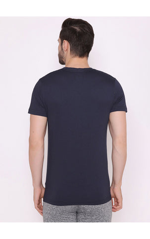 Bodyactive Half Sleeves Henley T-Shirt for Men-TS61-NAV