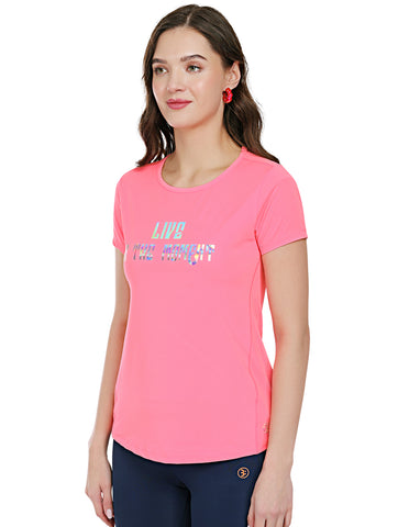 Bodyactive Pink Dry Fit Women's Poly Lycra T-shirt TS81-BRPIN
