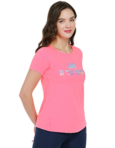 Bodyactive Pink Dry Fit Women's Poly Lycra T-shirt TS81-BRPIN