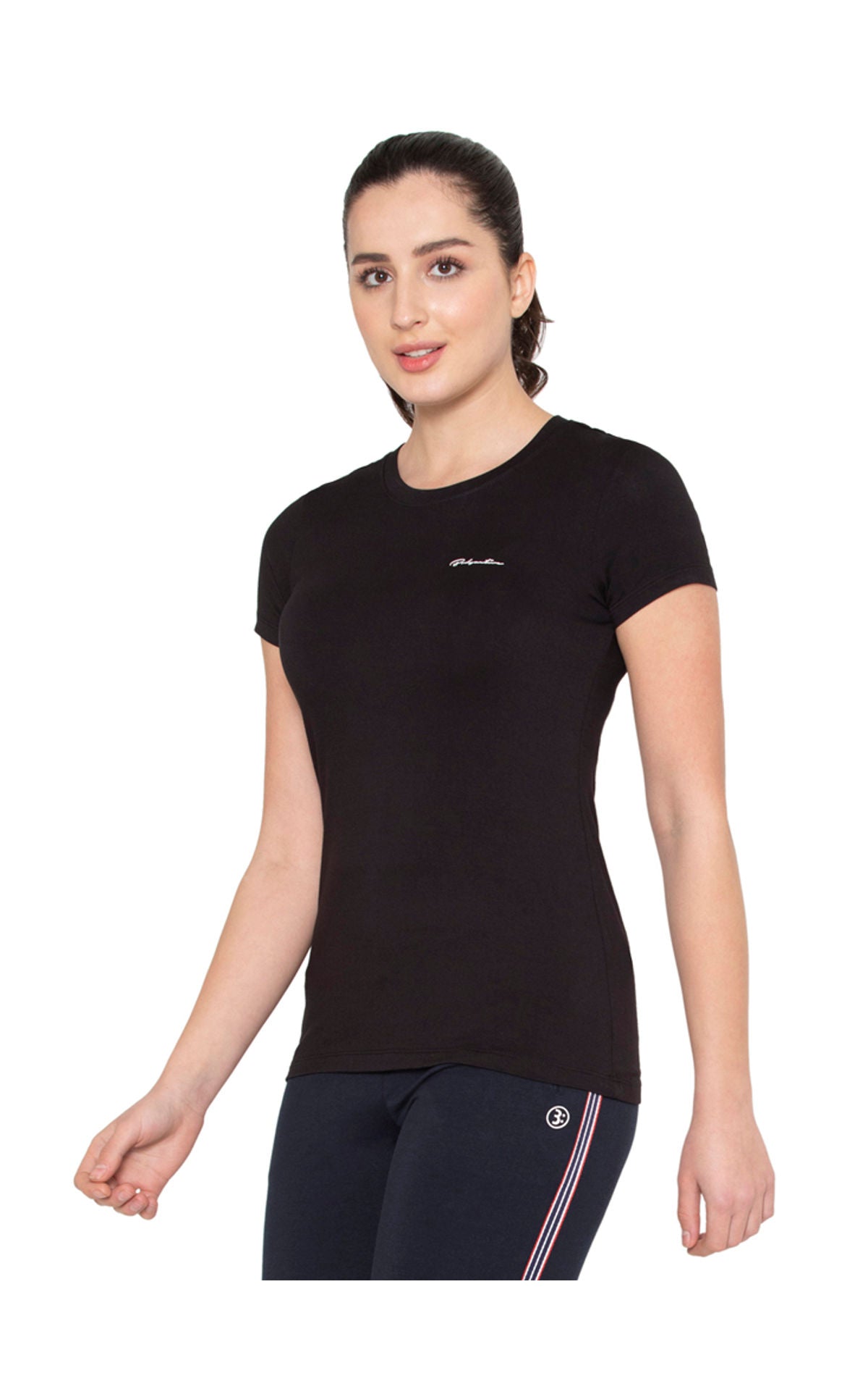 Bodyactive Women Round neck Half Sleeve Viscose T-shirt in 1pcs-TS83-BLK