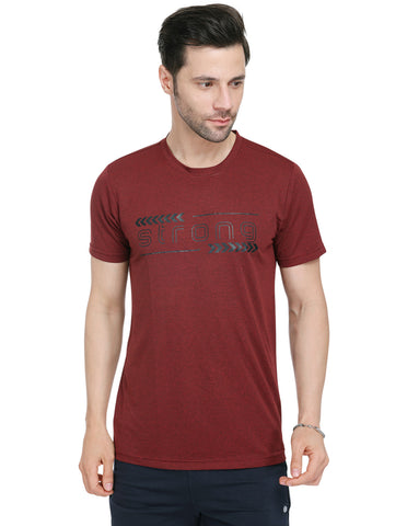 Bodyactive Maroon Grindle Jacquard Men's Premium T-shirt TSM1-MEH/BLK