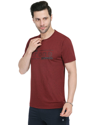 Bodyactive Maroon Grindle Jacquard Men's Premium T-shirt TSM1-MEH/BLK