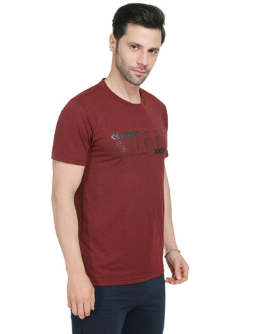 Bodyactive Maroon Grindle Jacquard Men's Premium T-shirt TSM1-MEH/BLK