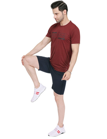 Bodyactive Maroon Grindle Jacquard Men's Premium T-shirt TSM1-MEH/BLK