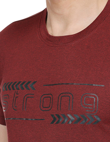 Bodyactive Maroon Grindle Jacquard Men's Premium T-shirt TSM1-MEH/BLK