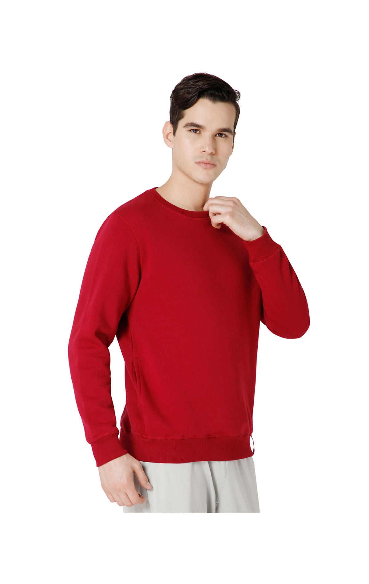 Bodyactive Men Fleece Crew Neck Maroon Sweatshirt TSM111-MEH