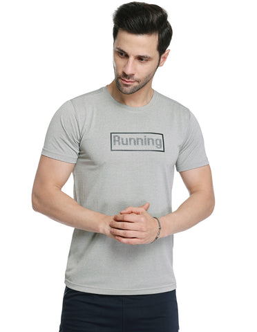 Bodyactive Grey White Soft Poly Grindle Jacquard Men's Premium T-shirt TSM3-GREY/WHT