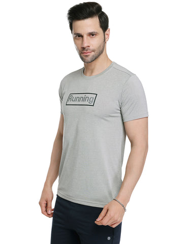Bodyactive Grey White Soft Poly Grindle Jacquard Men's Premium T-shirt TSM3-GREY/WHT