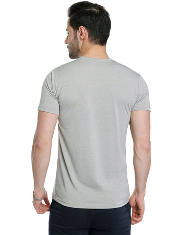 Bodyactive Grey White Soft Poly Grindle Jacquard Men's Premium T-shirt TSM3-GREY/WHT