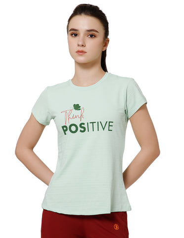 Women's Super Soft Polyester Spandex Printed Half Sleeve T-Shirt – Green(TSW3)
