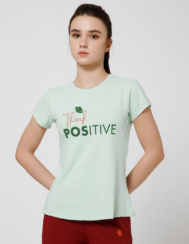 Women's Super Soft Polyester Spandex Printed Half Sleeve T-Shirt – Green(TSW3)