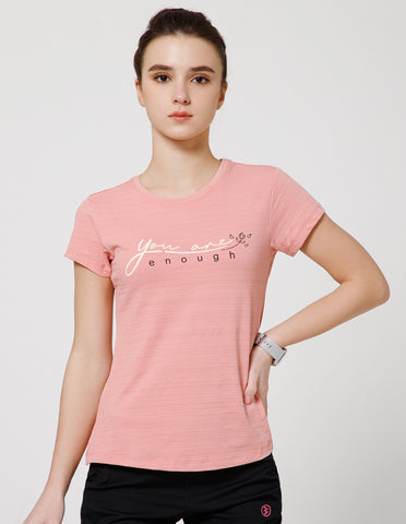 Women's Super Soft Polyester Spandex Printed Half Sleeve T-Shirt – Light Peach(TSW3)