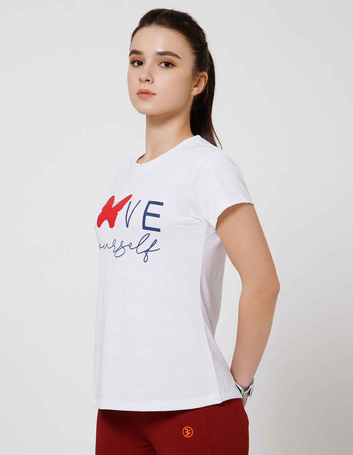 Women's Super Soft Polyester Spandex Printed Half Sleeve T-Shirt – Off-White(TSW3)