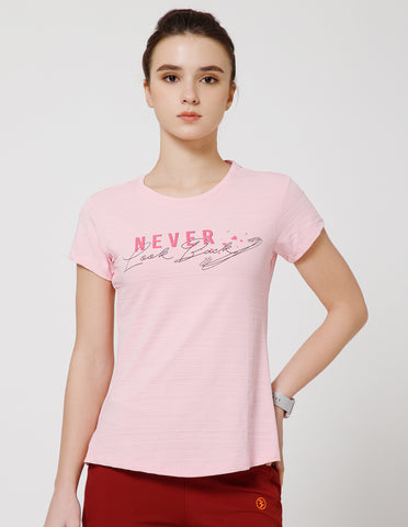 Women's Super Soft Polyester Spandex Printed Half Sleeve T-Shirt – Pink(TSW3)