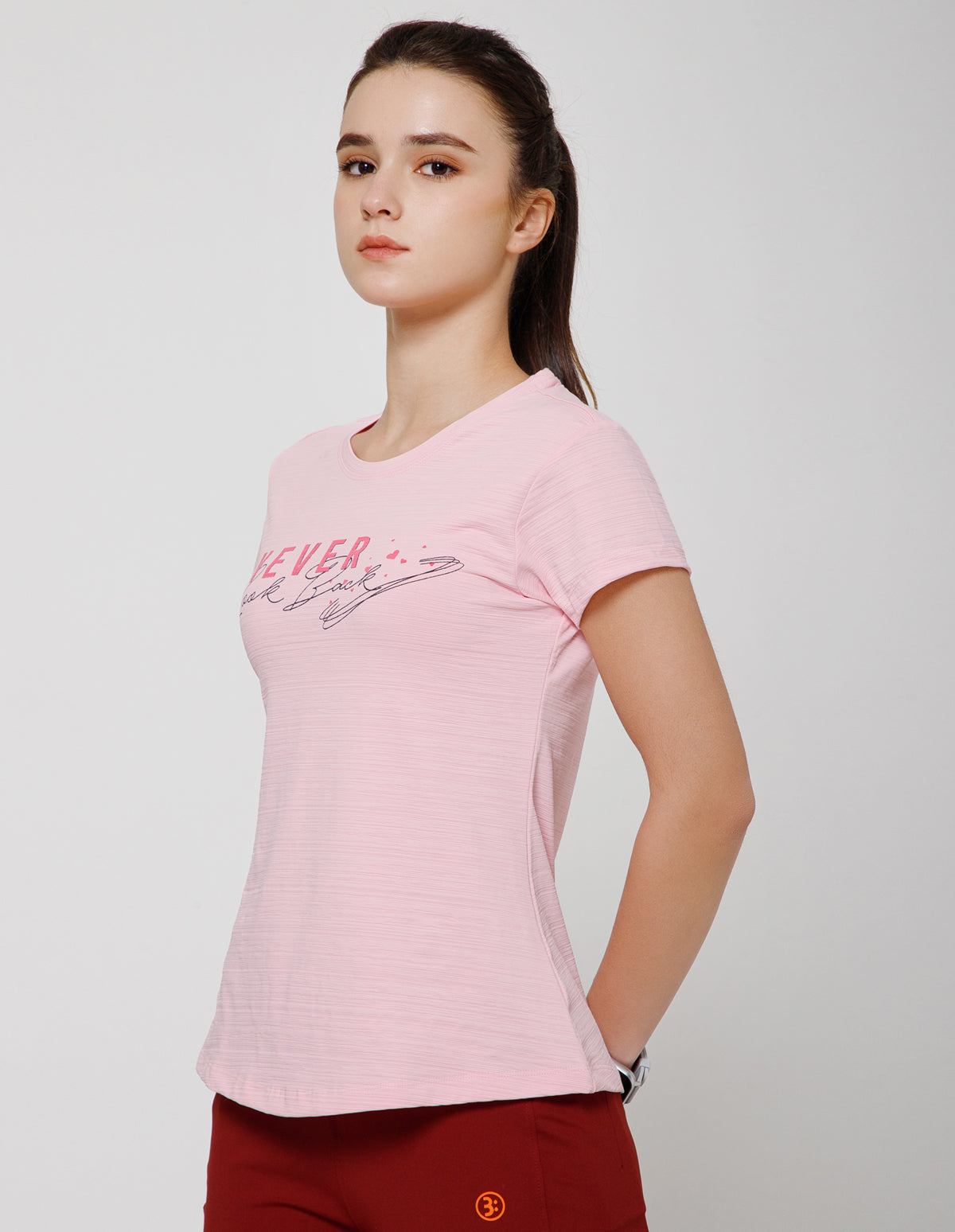 Women's Super Soft Polyester Spandex Printed Half Sleeve T-Shirt – Pink(TSW3)
