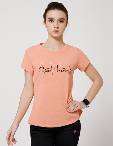 Women's Super Soft Polyester Spandex Printed Half Sleeve T-Shirt – Rust(TSW3)