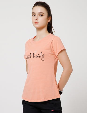 Women's Super Soft Polyester Spandex Printed Half Sleeve T-Shirt – Rust(TSW3)