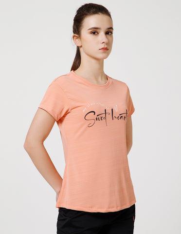 Women's Super Soft Polyester Spandex Printed Half Sleeve T-Shirt – Rust(TSW3)