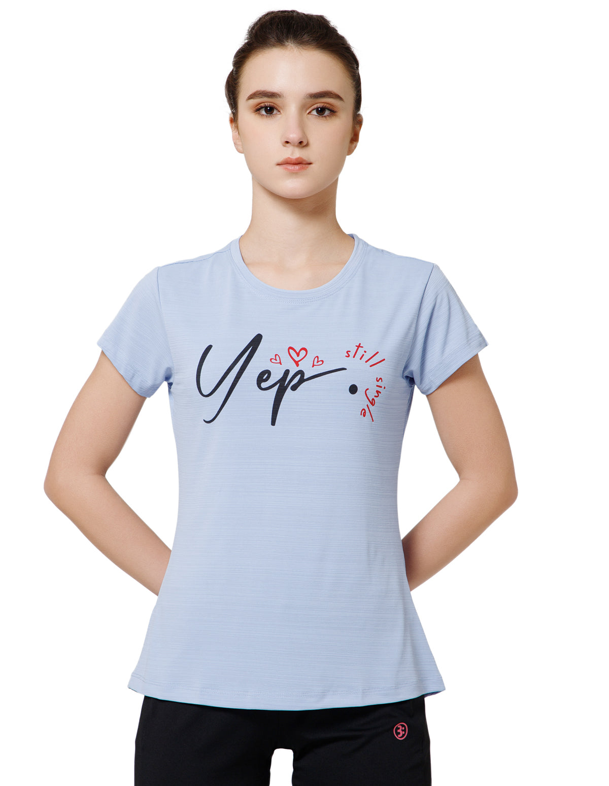 Women's Super Soft Polyester Spandex Printed Half Sleeve T-Shirt – Sky Blue(TSW3)