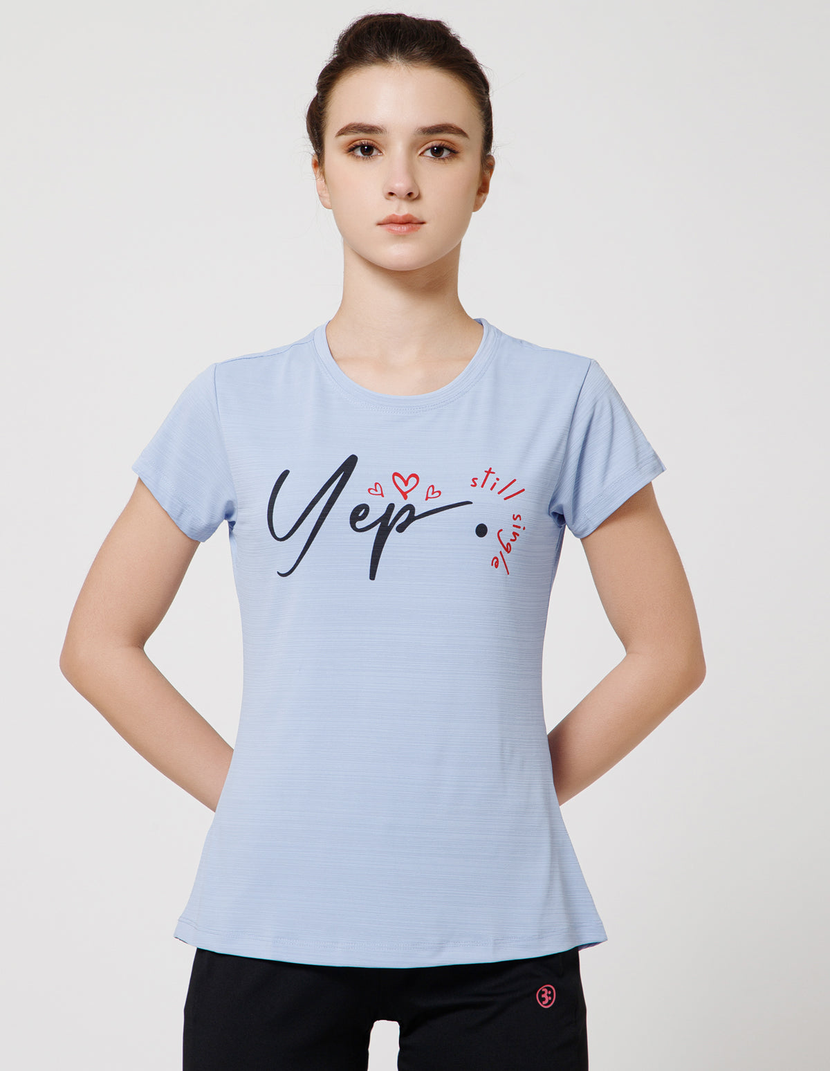 Women's Super Soft Polyester Spandex Printed Half Sleeve T-Shirt – Sky Blue(TSW3)