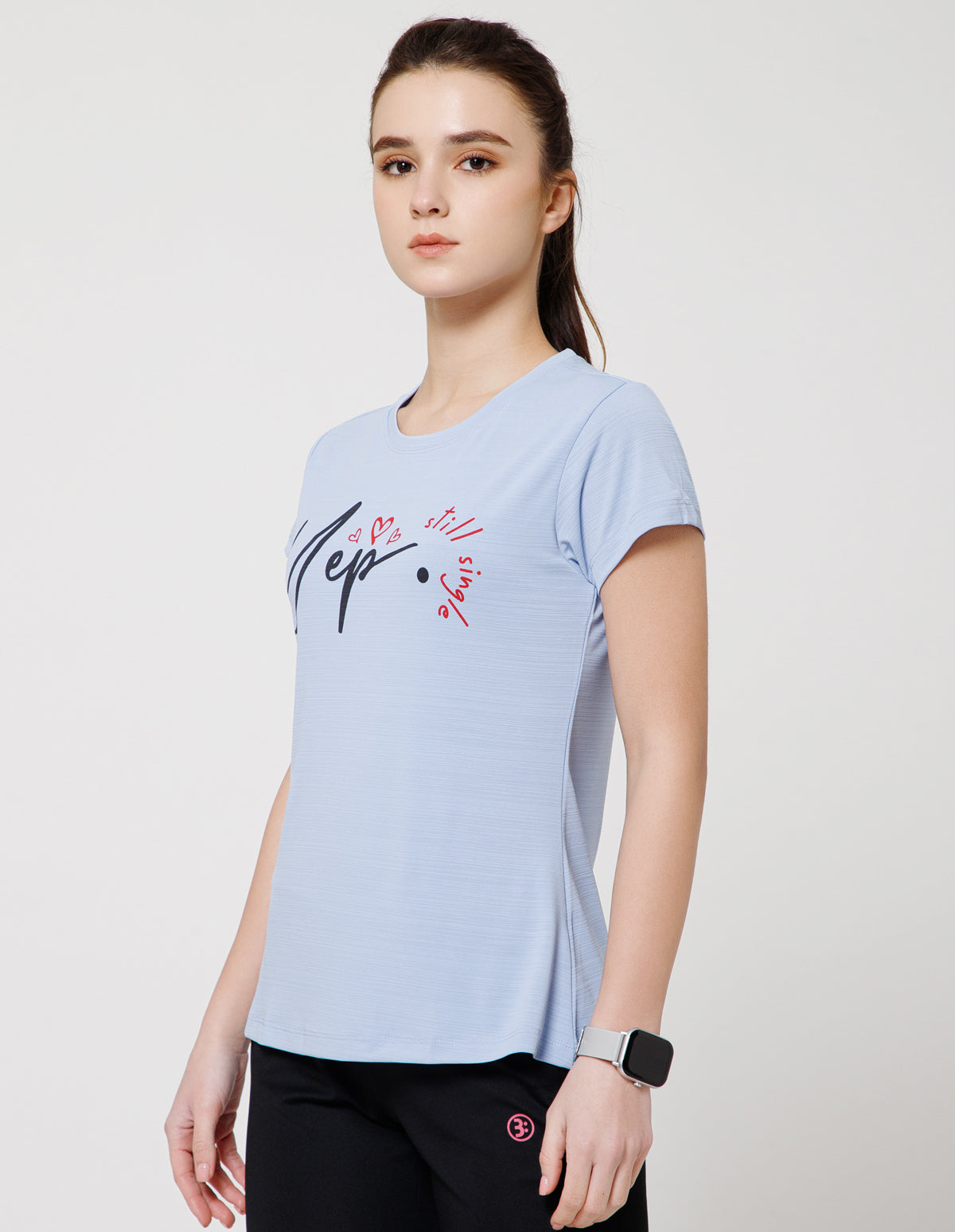 Women's Super Soft Polyester Spandex Printed Half Sleeve T-Shirt – Sky Blue(TSW3)