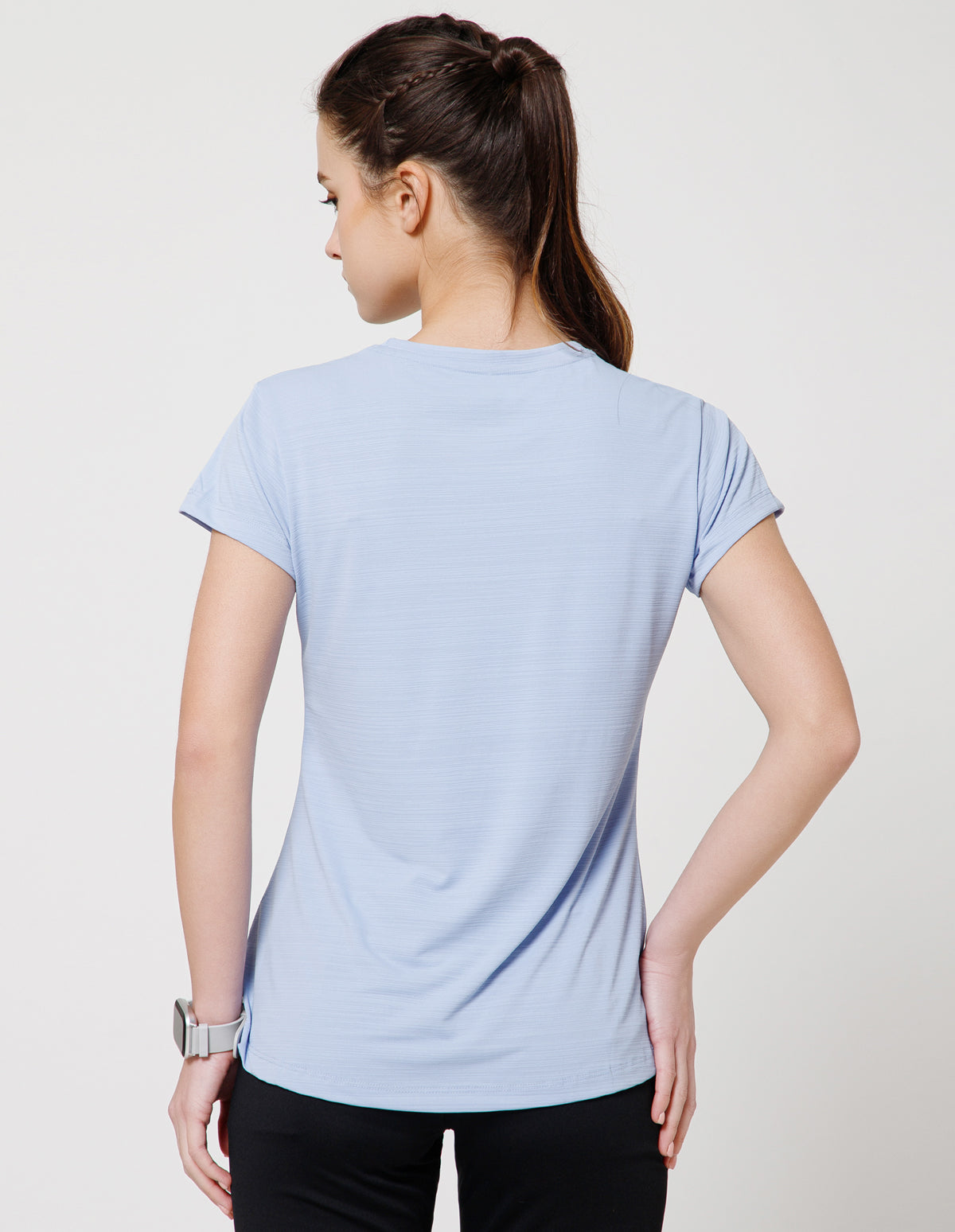 Women's Super Soft Polyester Spandex Printed Half Sleeve T-Shirt – Sky Blue(TSW3)