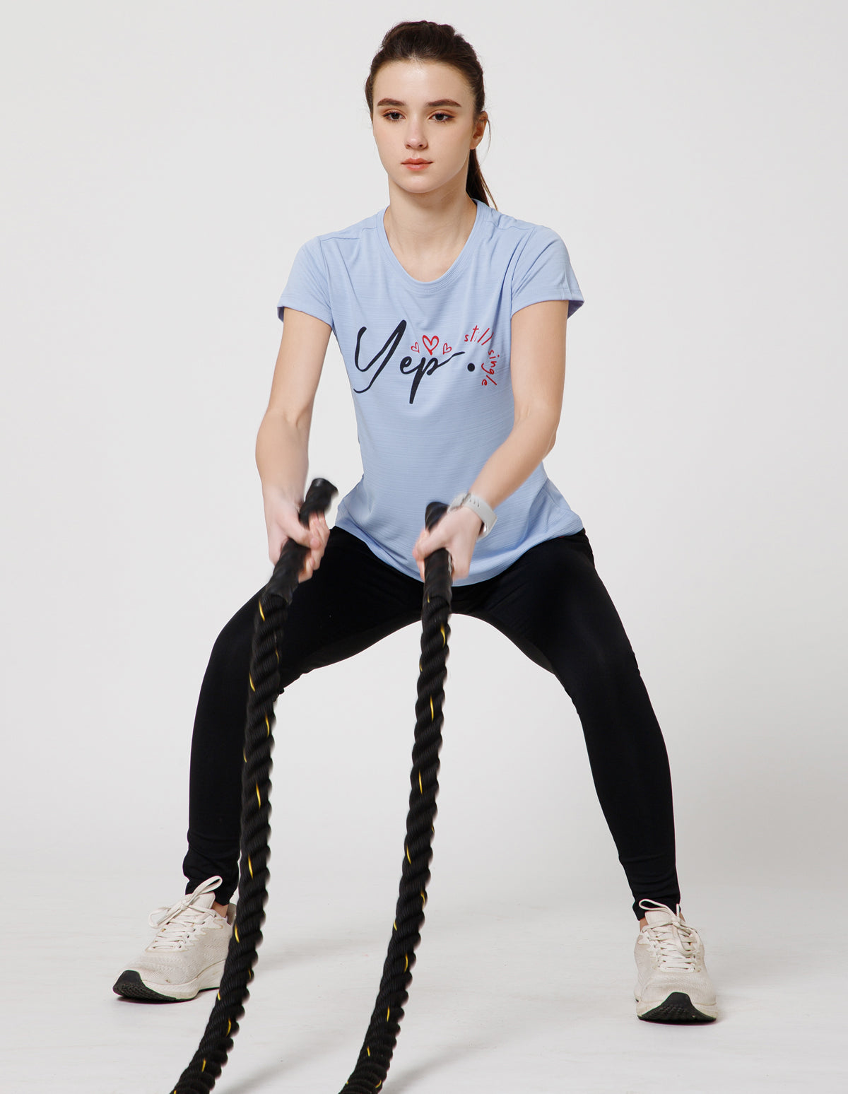 Women's Super Soft Polyester Spandex Printed Half Sleeve T-Shirt – Sky Blue(TSW3)