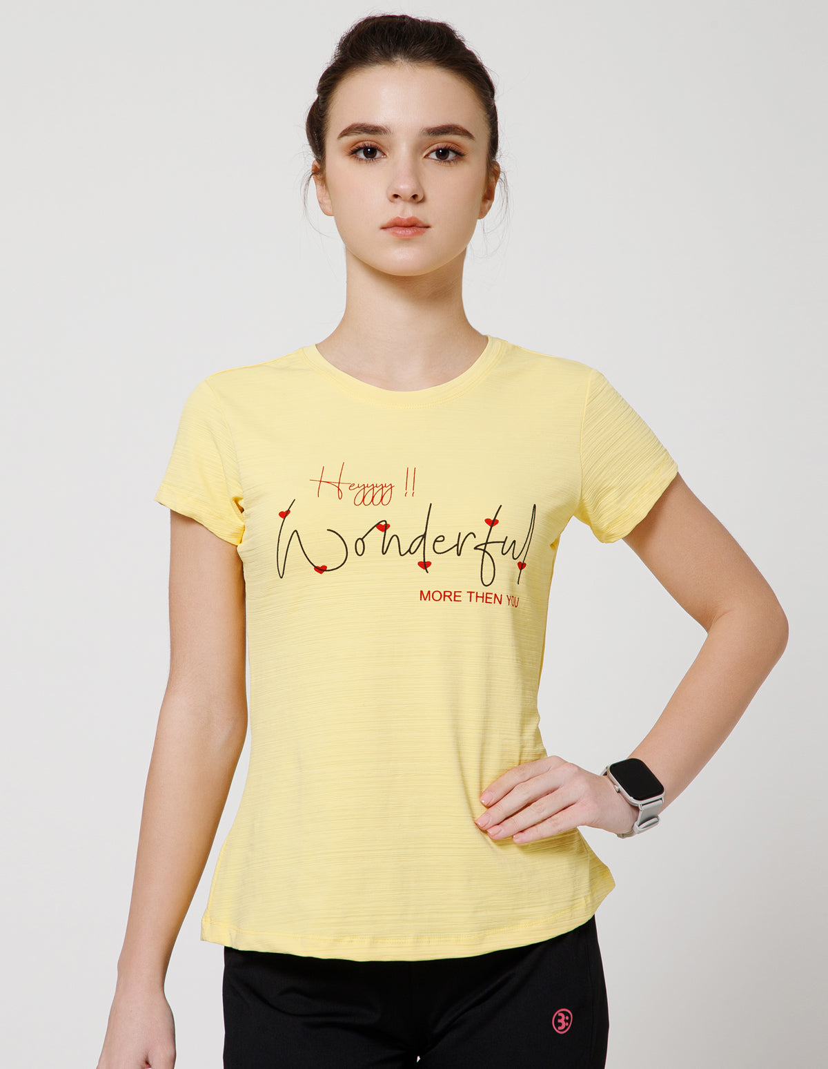 Women's Super Soft Polyester Spandex Printed Half Sleeve T-Shirt – Yellow(TSW3)