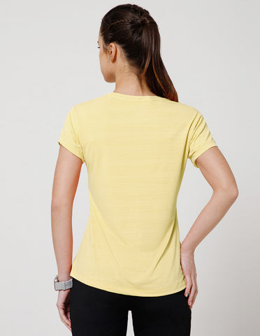 Women's Super Soft Polyester Spandex Printed Half Sleeve T-Shirt – Yellow(TSW3)