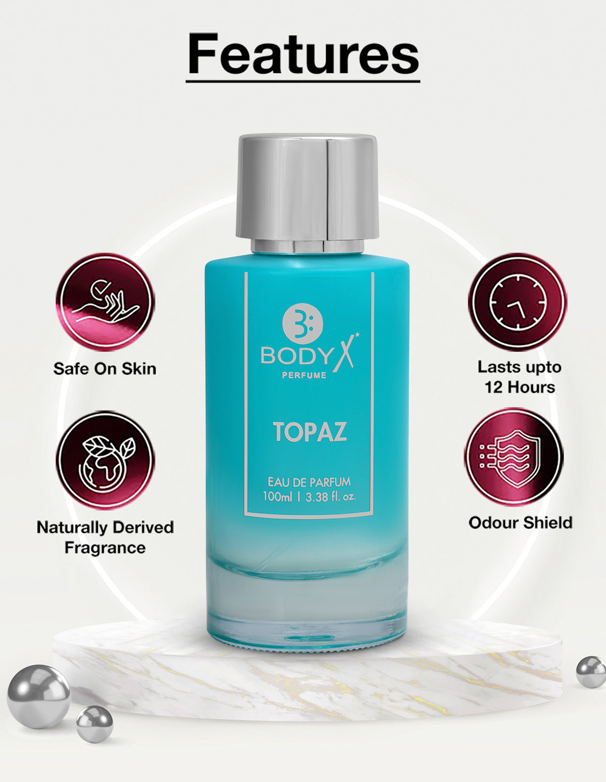 BodyX Topaz Eau De Parfum for Men Long-Lasting Masculine Fragrance-100ml