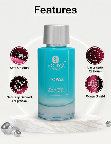 BodyX Topaz Eau De Parfum for Men Long-Lasting Masculine Fragrance-100ml