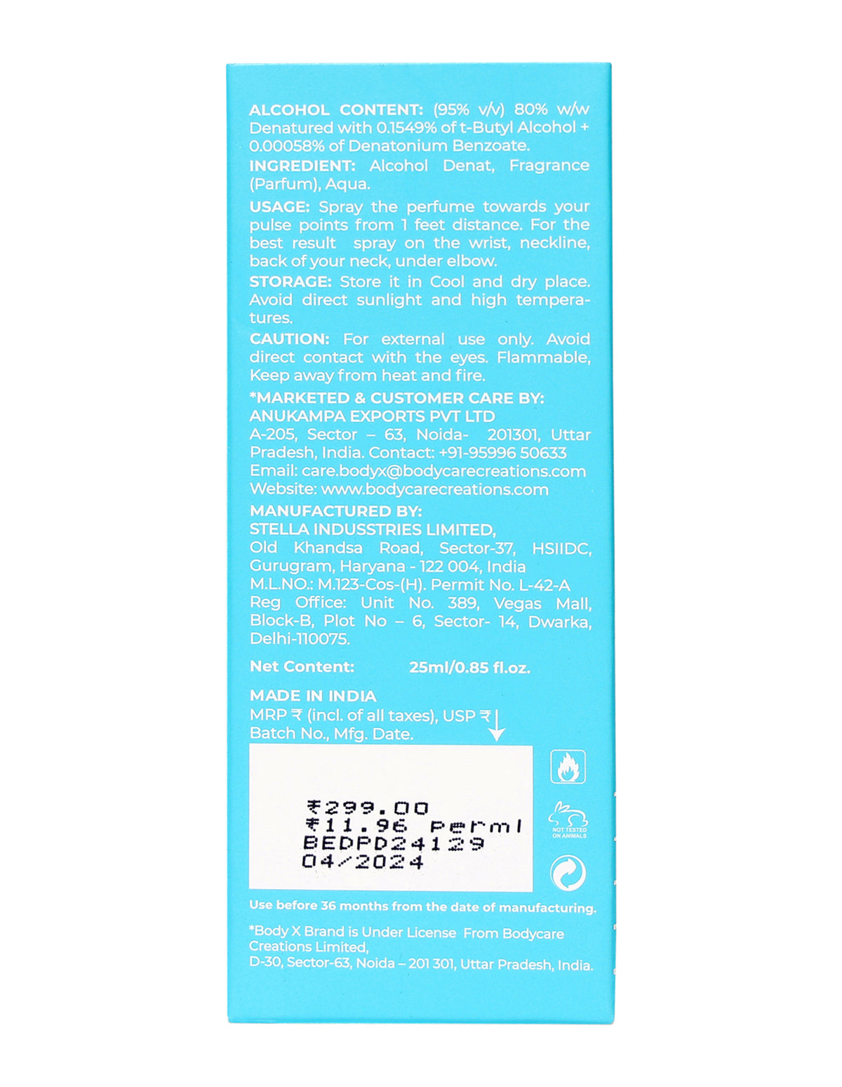 BodyX Topaz Eau De Parfum for Men Long-Lasting Masculine Fragrance-25ml