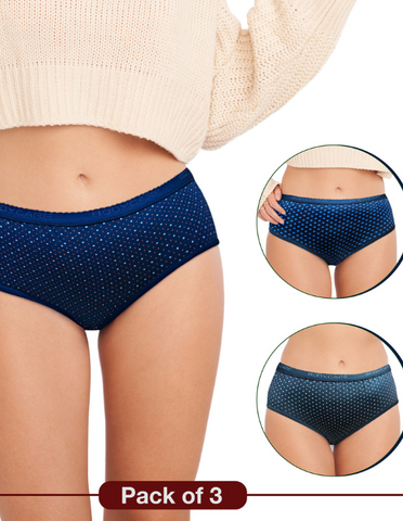 Pack of 3 Printed Cotton Briefs in Assorted colors-1701