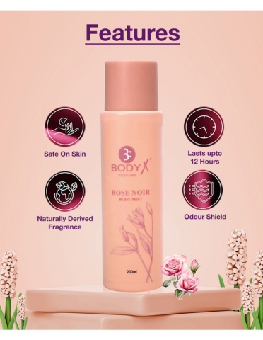 Rose Noir Body Mist by BodyX (200ml) – Feminine & Lasting Aroma