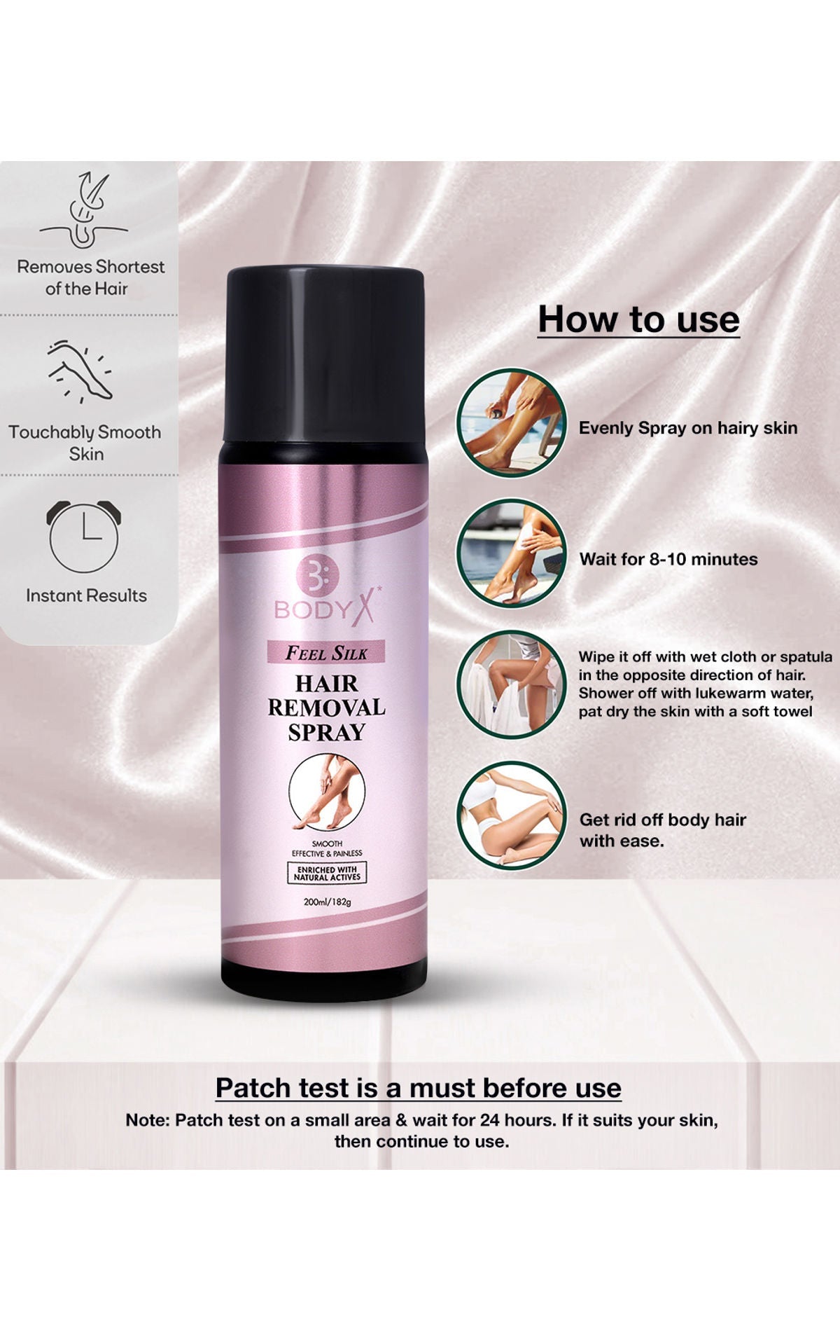 BodyX Women Hair Remover Spray FEEL SILK HRS-FEMALEÂ  200ML